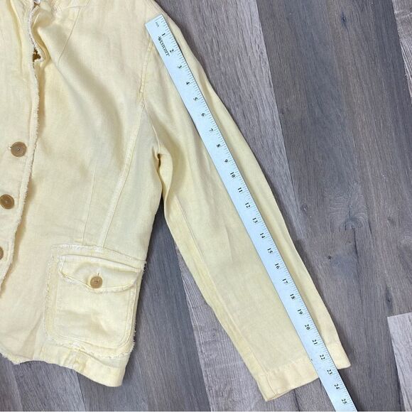 J. Crew Academy Washed Linen Blazer Jacket Yellow Medium - Picture 13 of 13